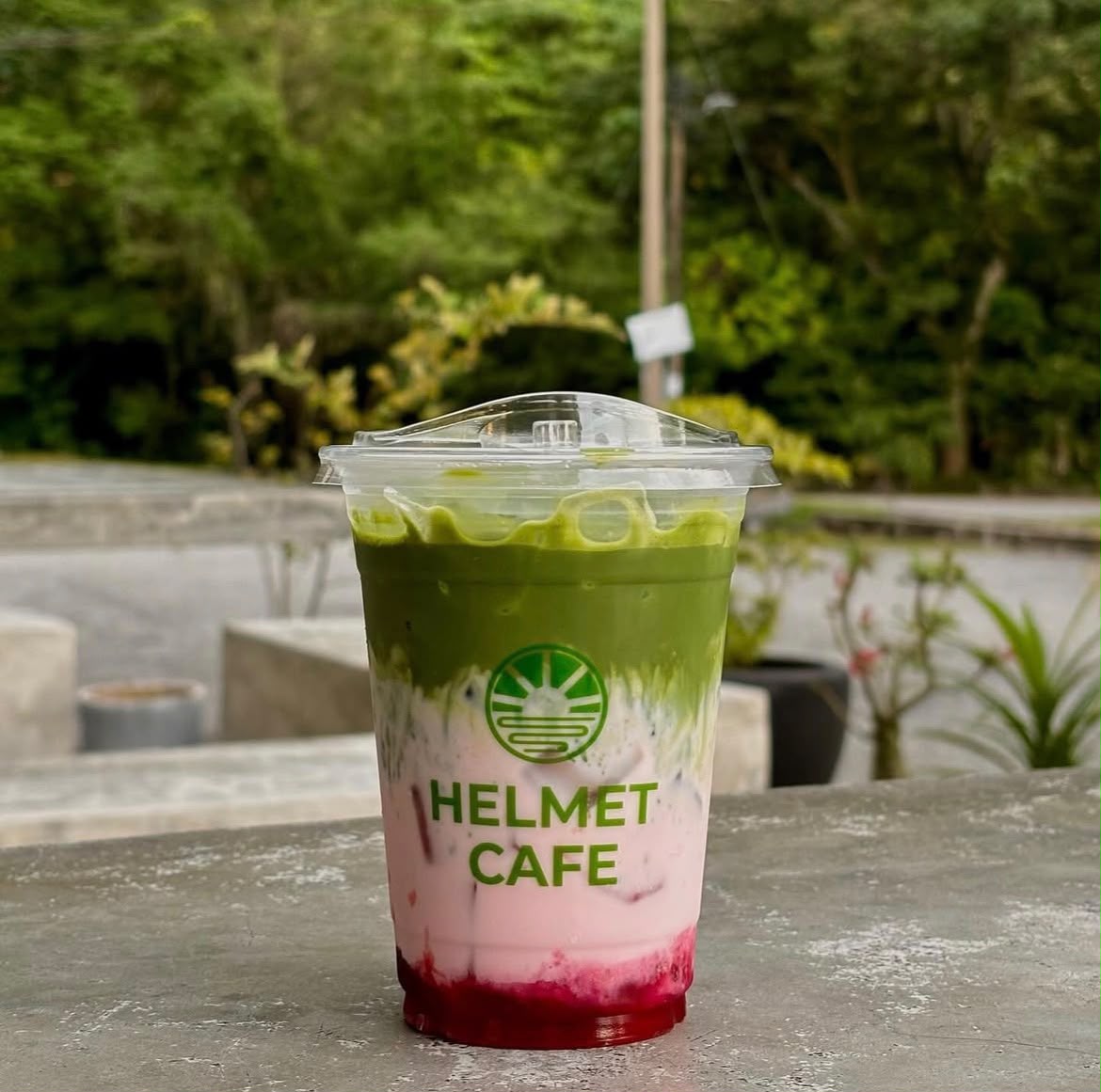 Iced Ajisai Matcha with Strawberry Cream